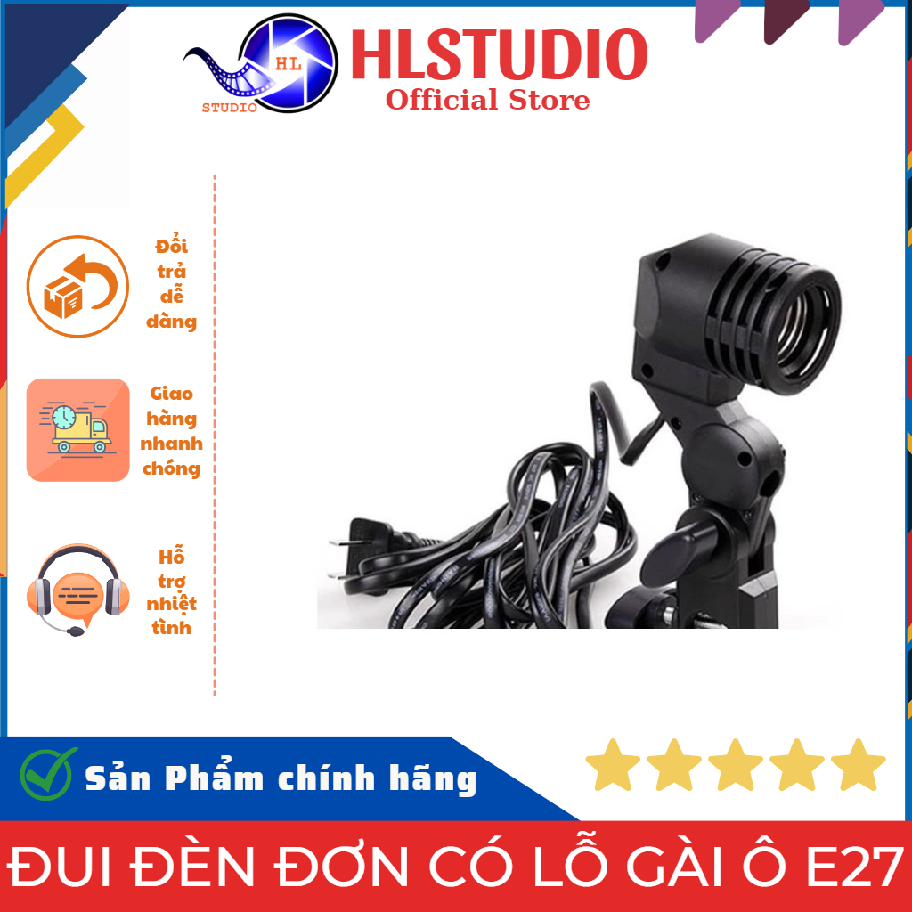 Đui đèn đơn có lỗ gài ô E27 HL Studio