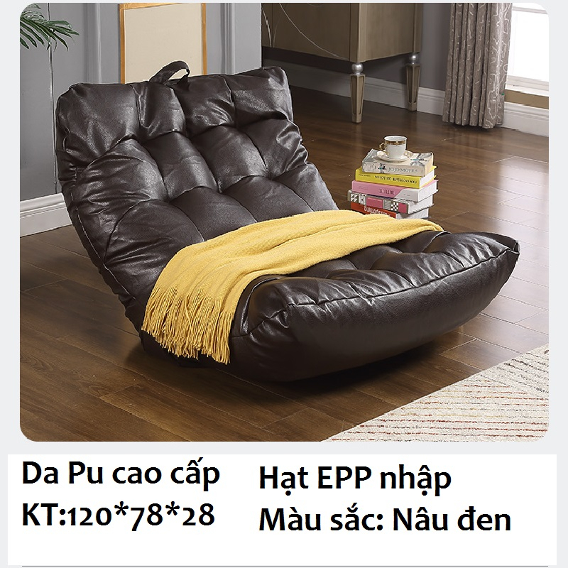 { Áp mã giảm 3%) Ghế lười thư giãn hạt xốp da PU cao cấp có thể gấp gọn_ Ghế thư giãn đọc sách_ Sofa hạt xốp