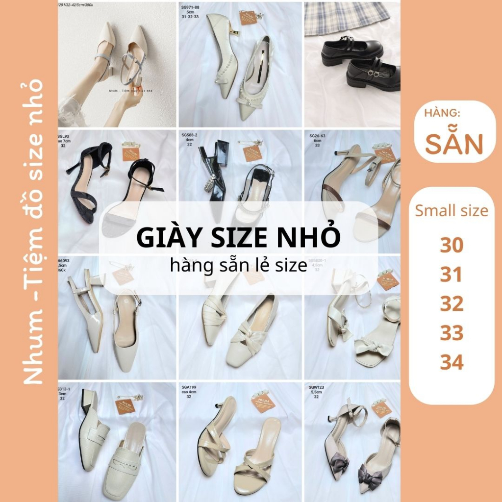 Cao gót size nhỏ, sandal size nhỏ, giày size nhỏ 30 31 32 33