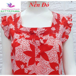 (Hỏa Tốc) Size 3 (55-65kg) Mango Lửng CỔ VUÔNG viền ren Đồ bộ mặc nhà Big Size Hoa nhí ShopThanhThanh