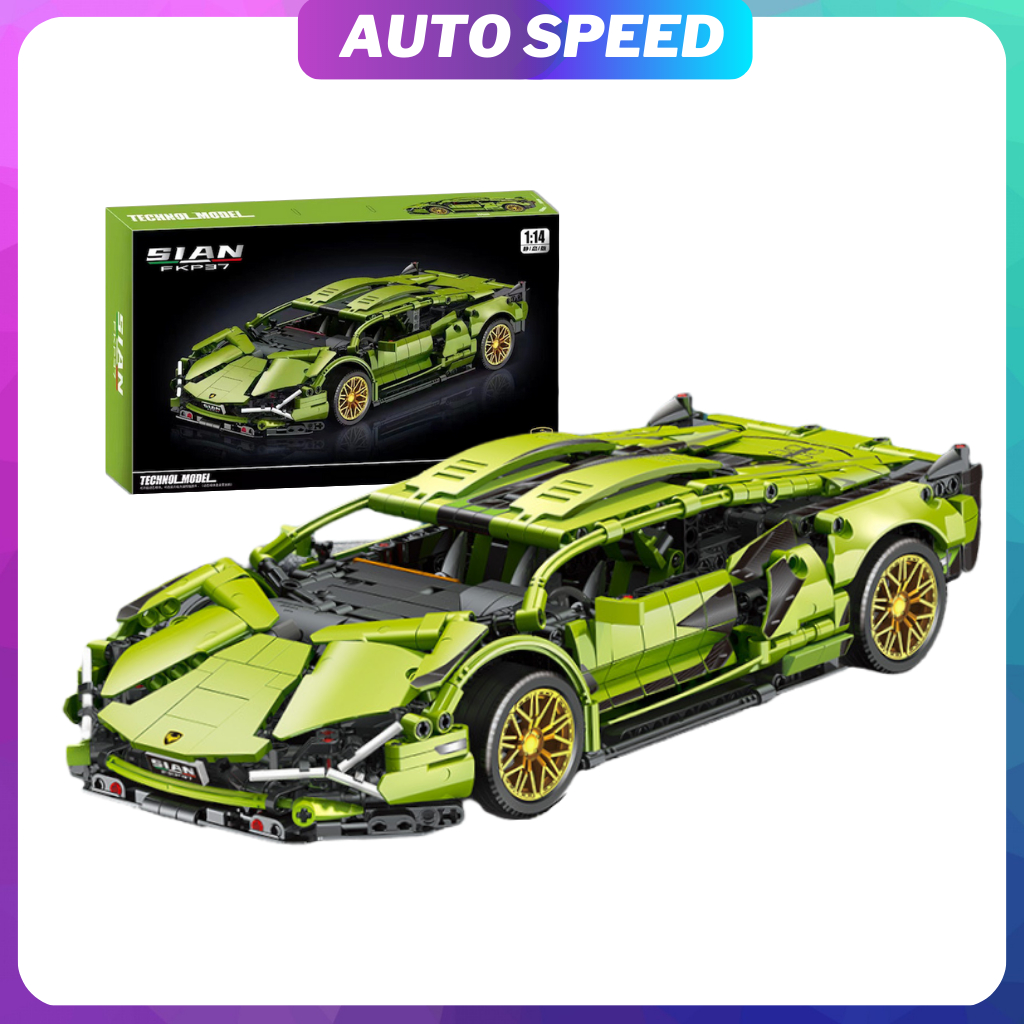 Mô hình lắp ráp siêu xe lambogini tỉ lệ 1:14 , đồ chơi lắp ráp xe lamboghini màu xanh lá SKU 87003