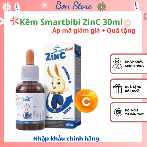 Kẽm hữu cơ Smartbibi Zinc bổ sung vitamin C giúp bé ăn ngon