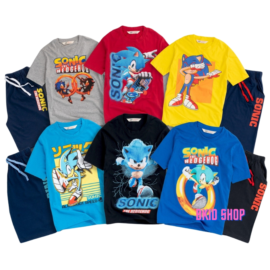 Bộ Sonic, Đồ bộ đại bé trai , chất cotton xuất khẩu dư, size đại, hình in Sonic không bong tróc