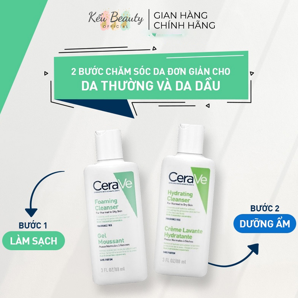 Sữa Rửa Mặt CERAVE CLEANSER cho Da Dầu Mụn, Khô, Nhạy Cảm (20ml/88ml/236ml/473ml)