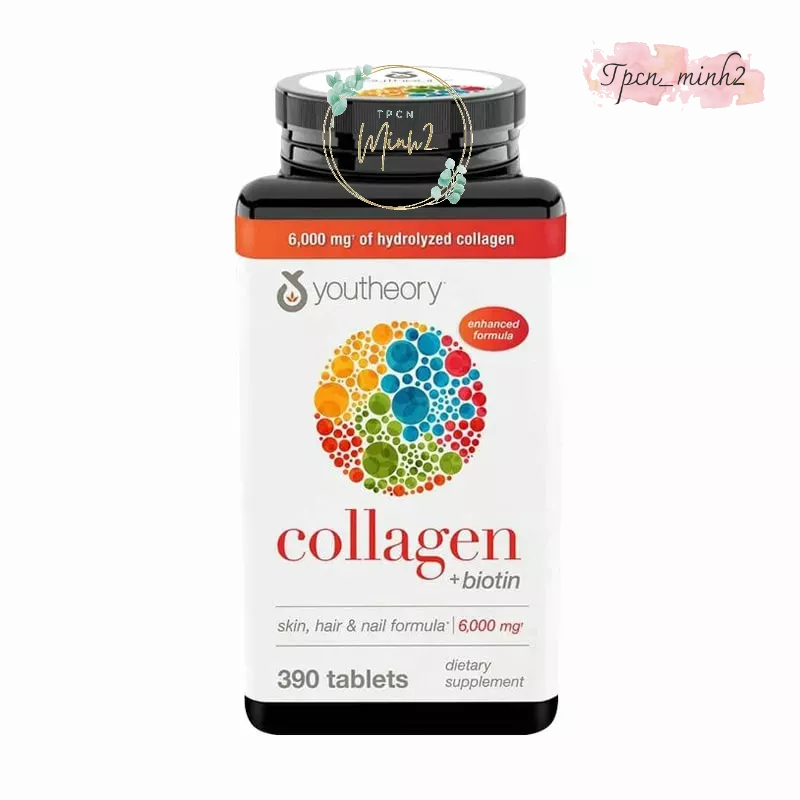 Viên uống đẹp da Collagen Youtheory+ Biotin 390 viên của Mỹ