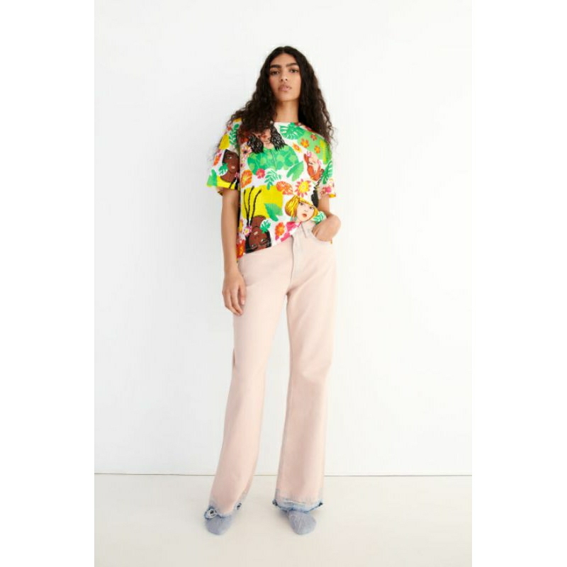 ZARA AUTHENTIC  Áo thun in hình mùa hè Zara size S