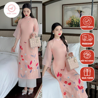 Áo dài cách tân thiết kế chất liệu tơ organza đính kết cao cấp -  Áo dài Mộc Lâm - AD17