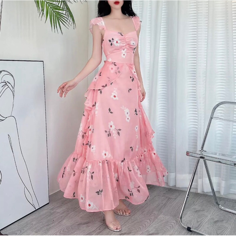 Đầm maxi đi biển dạo phố dáng xoè hoạ tiết hoa quyến rũ nhẹ nhàng bay bổng thướt tha trẻ trung thoải mái