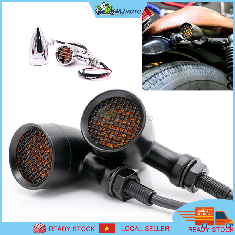 Cặp đèn LED xi nhan vỏ kim loại kiểu dáng cổ điển dành cho Harley Honda Yamaha