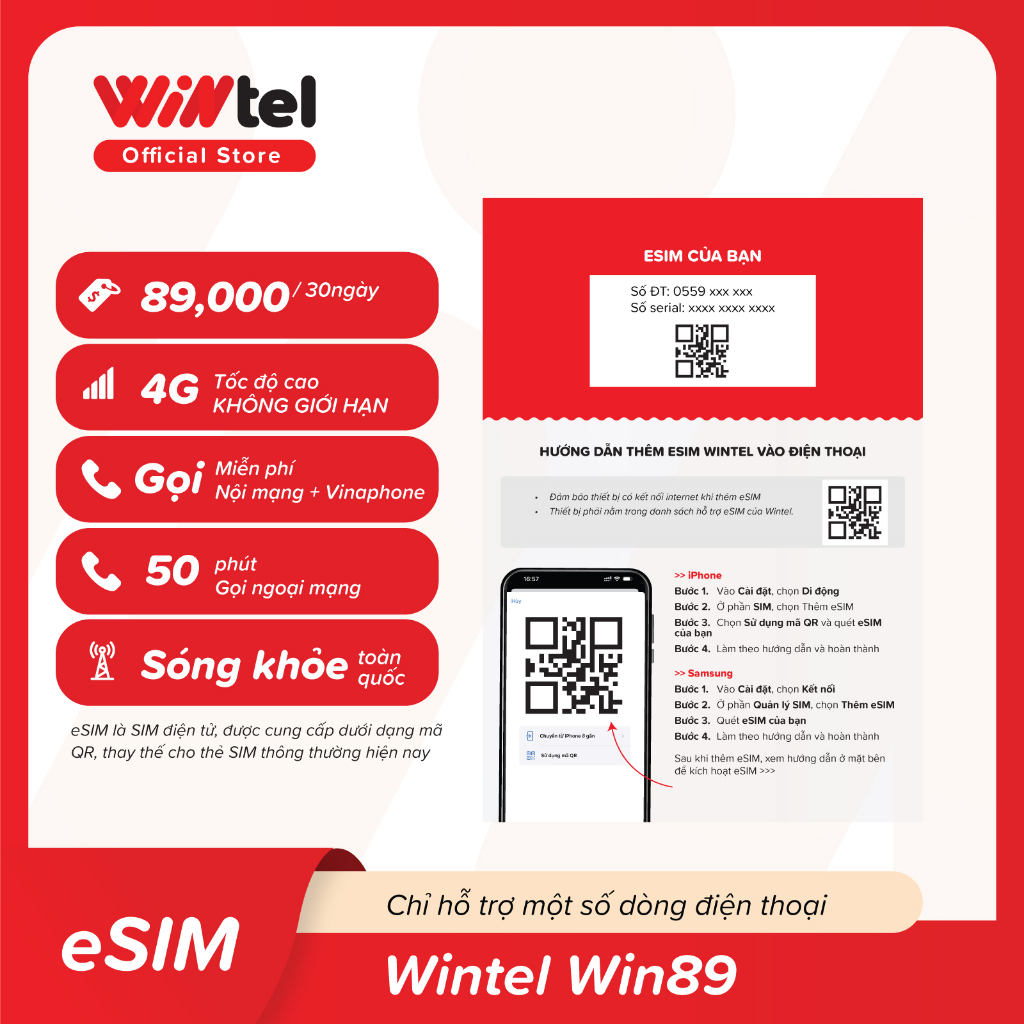 SIM 4G Wintel Win89 - SIM Data Tốc Độ Cao Không Giới Hạn