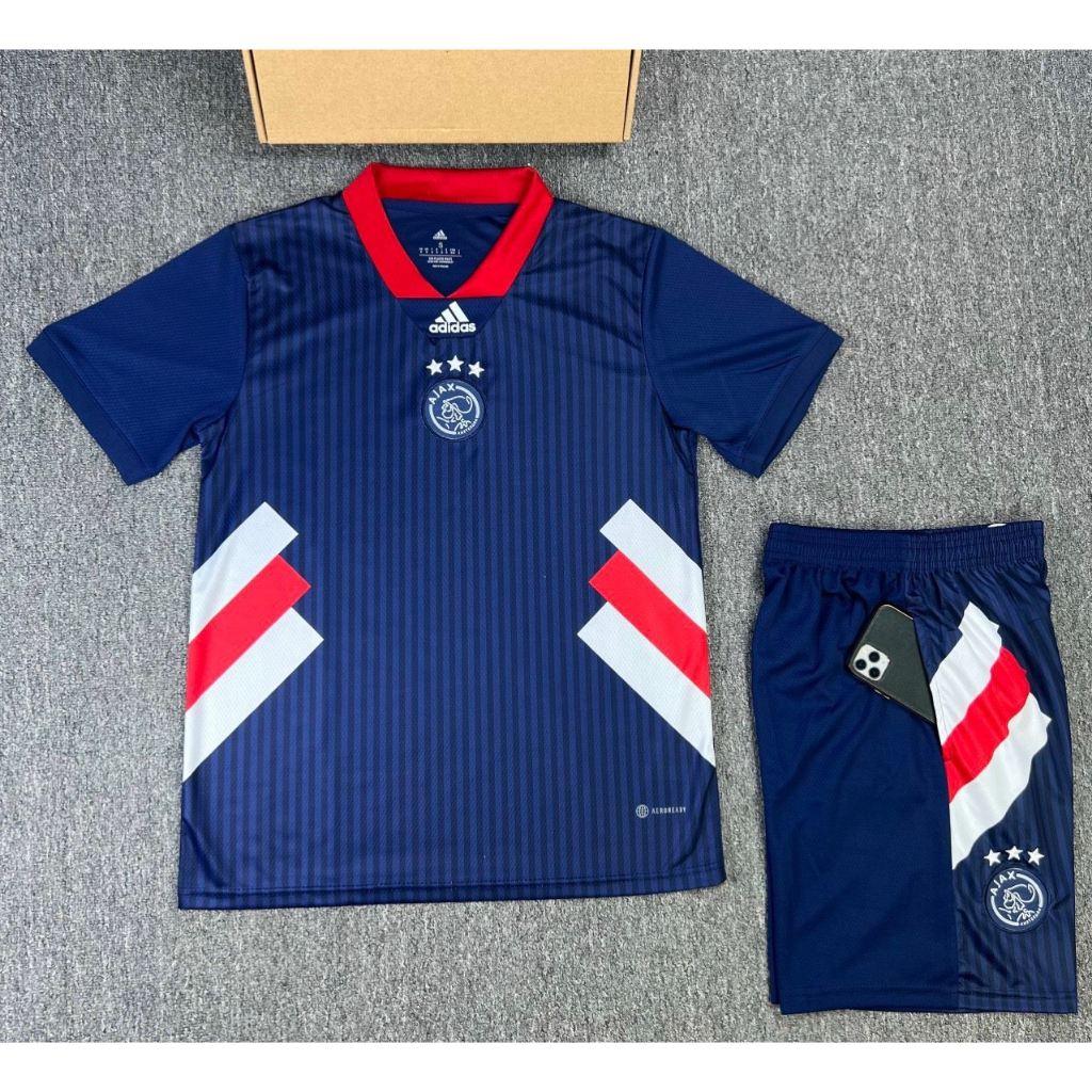 Bộ quần áo bóng đá training Ajax icon retro 2023 màu xanh than quần có túi vải Thái lan logo thêu đầy đủ