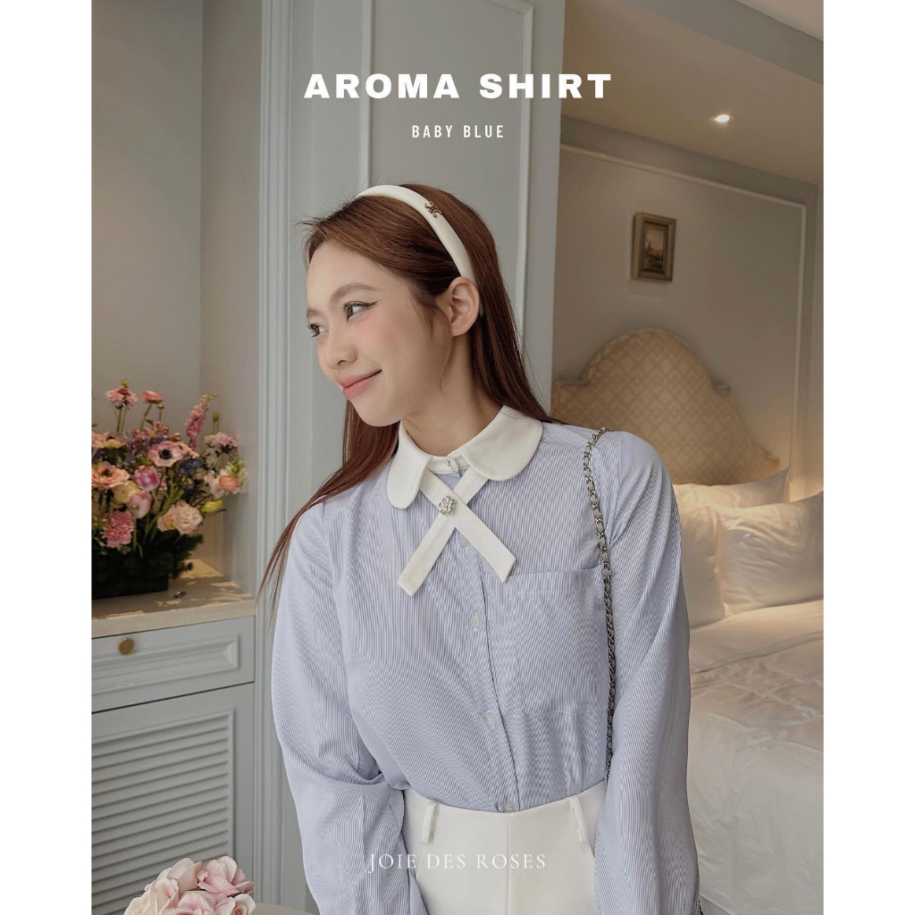 Sơ mi AROMA SHIRT cổ vắt chéo đính khuy đá by The Camellia Studio