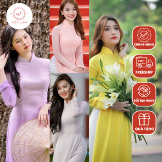 Áo dài cách tân nữ Mộc Lâm áo dài truyền thống trơn nhiều màu thiết kế cổ điển chất liệu lụa mỹ cao cấp AD26