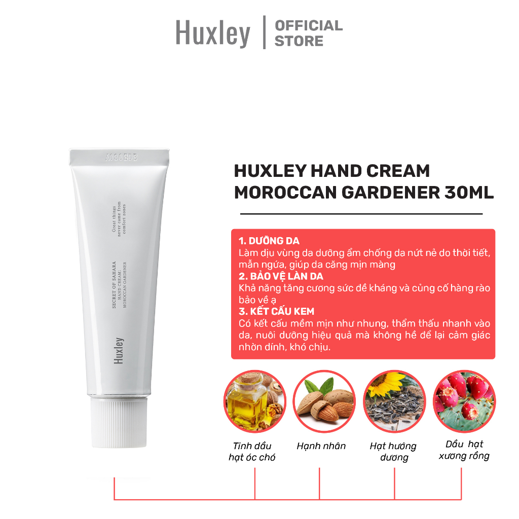 Kem dưỡng da tay hương xương rồng Huxley Secret Of Sahara Hand Cream Mocroccan Gardener 30ml