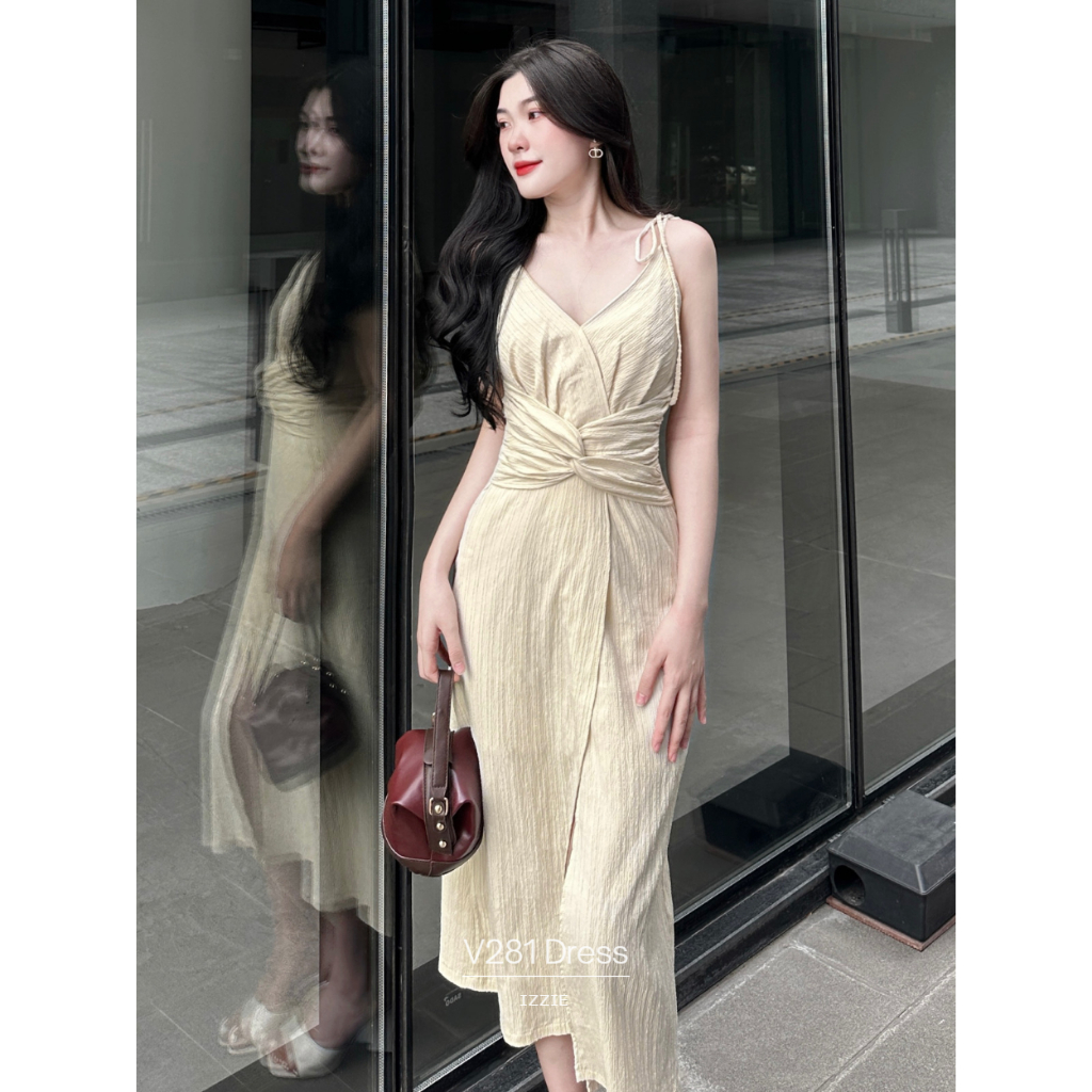 Váy hai dây xoắn eo xẻ tà IZZIE V281