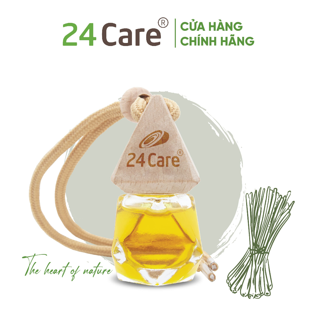Lọ treo tinh dầu thiên nhiên 24care - treo ô tô, tủ đồ, phòng ngủ, thơm phòng, khử mùi kháng khuẩn