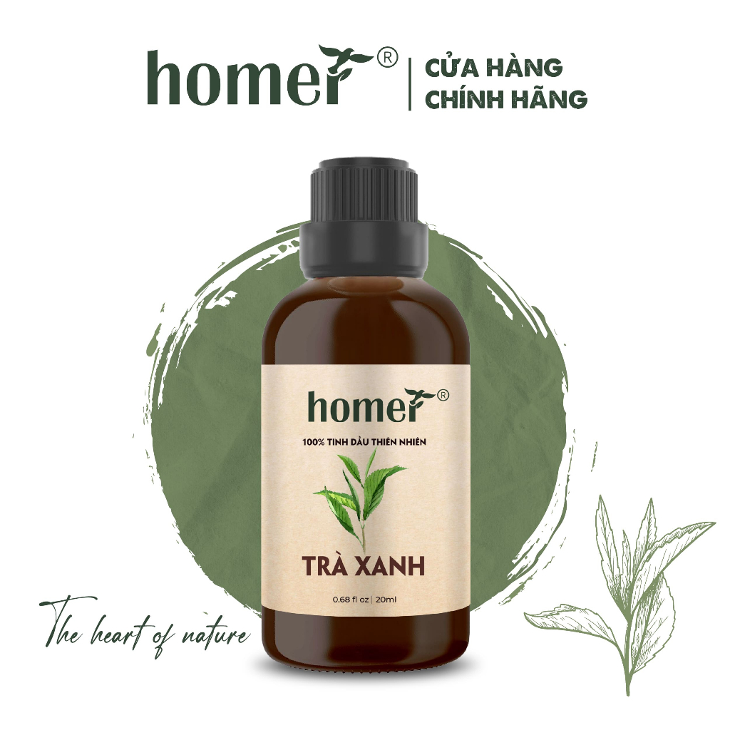 Tinh dầu Trà Xanh Bảo Lộc 20ml/100ml Homer - Green Tea Essential Oi - đạt chuẩn chất lượng kiểm định