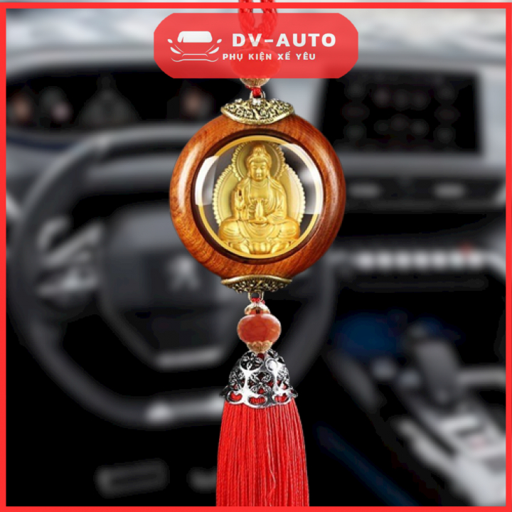 Khánh phật di lặc,quan âm viền gỗ treo gương oto. Khánh treo xe phong thủy,trang trí xe hơi by DV AUTO