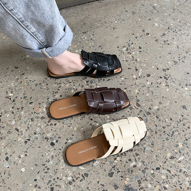 JINxCHOY SHOES Thời trang Dệt thoi Hollow Muller PU Da Phụ nữ Dép