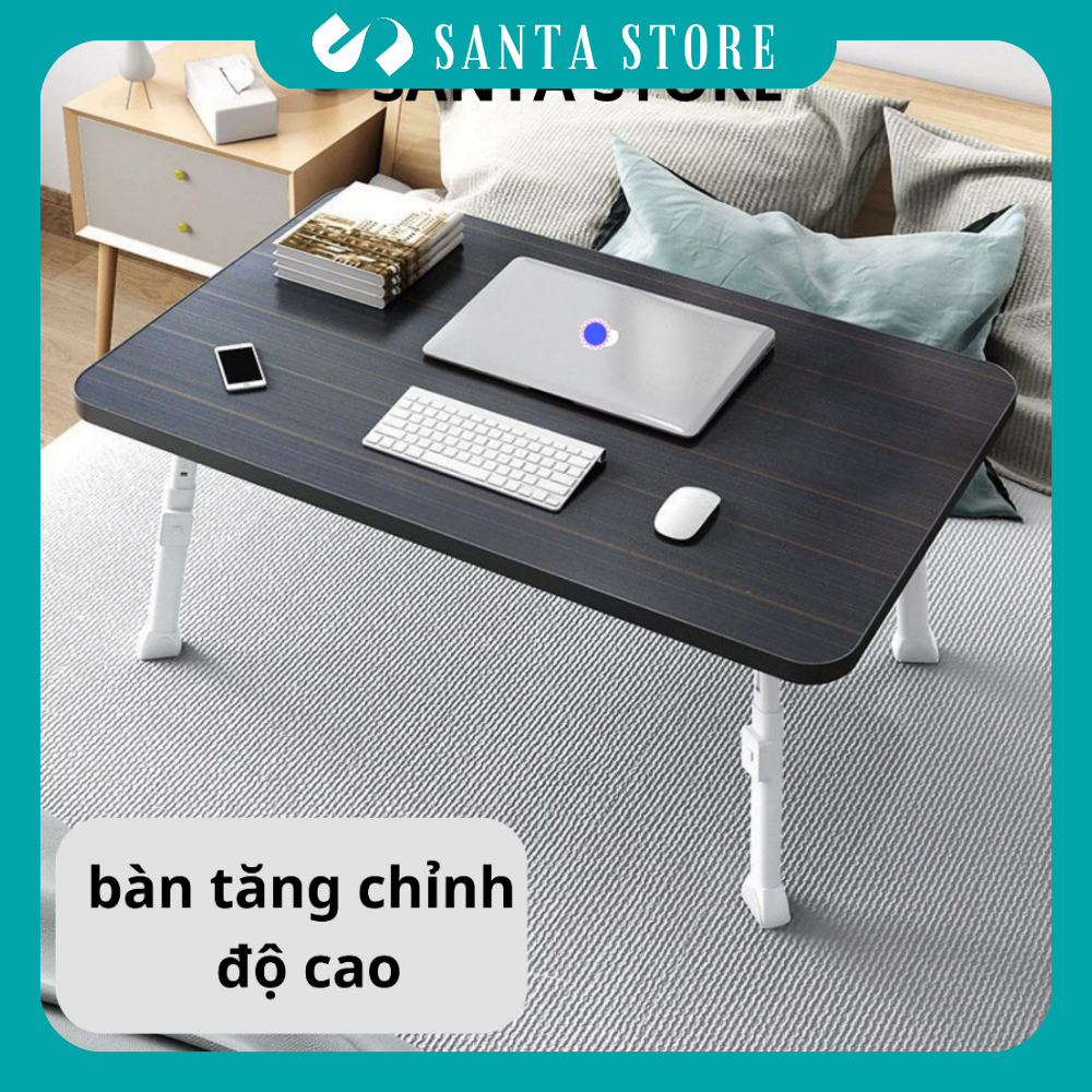 Bàn học gấp gọn SANTO STORE ngồi bệt làm việc chân móng ngựa tăng chỉnh độ cao mặt mdf GB01