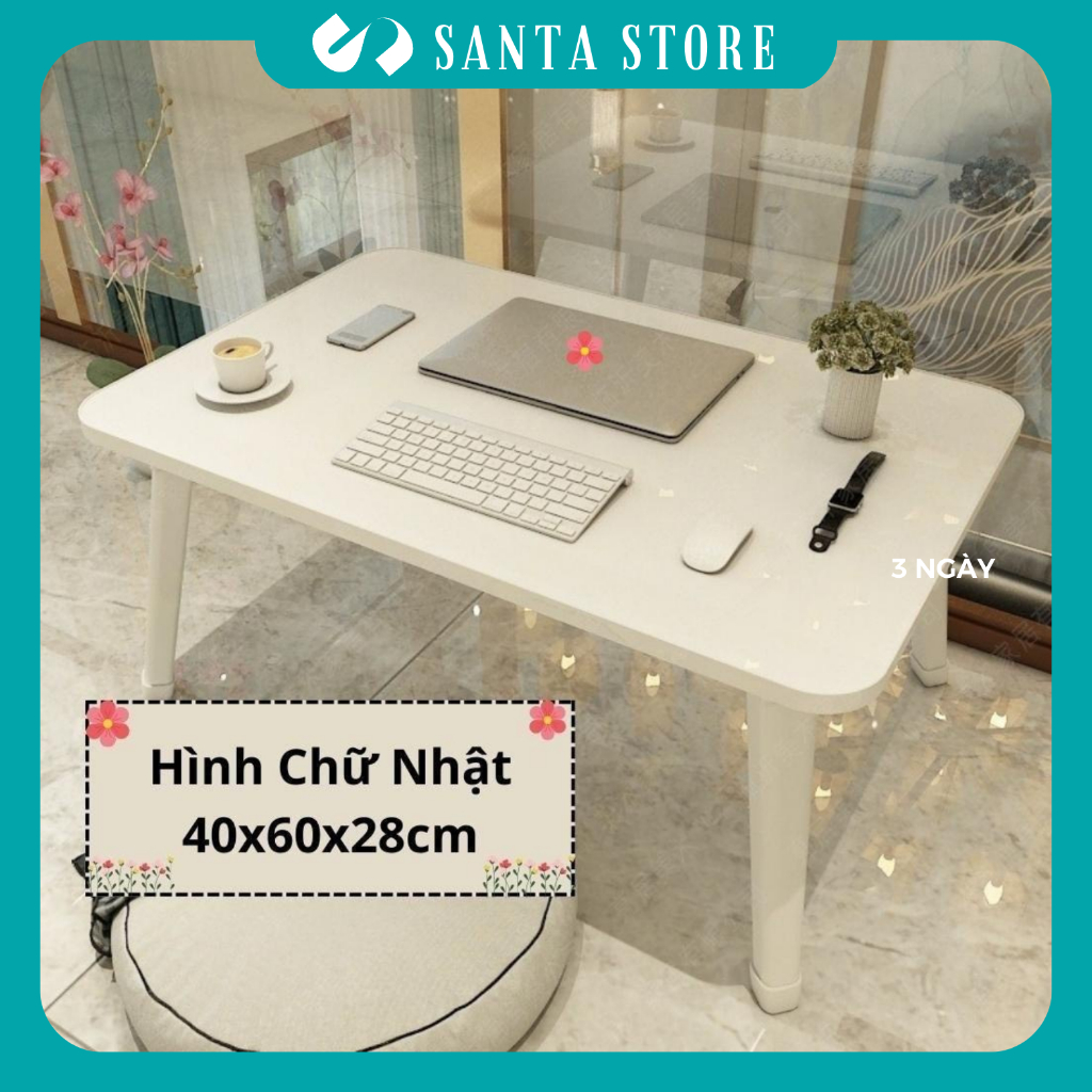 Bàn học SANTA STORE gấp gọn ngồi bệt chân nhựa cứng 40x60cm mặt gỗ MDf chống xước chống nước ST01