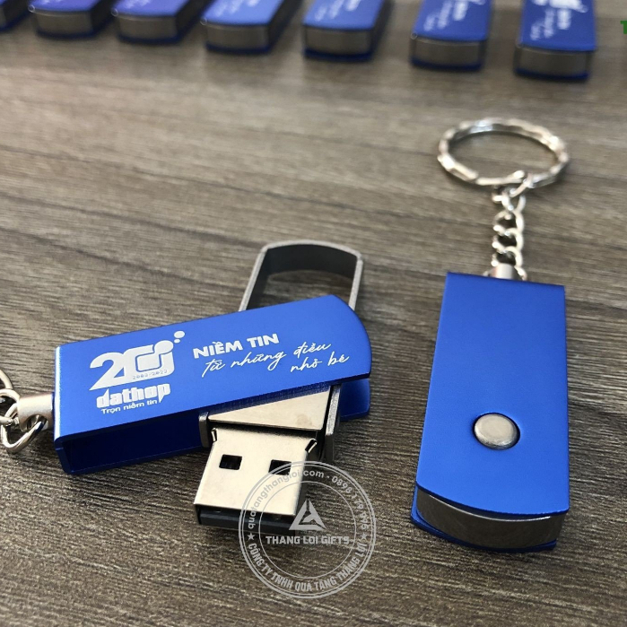 USB Kim loại màu xanh - Quà Tặng khắc tên tặng sinh nhật, tặng sự kiện, doanh nghiệp, sinh viên
