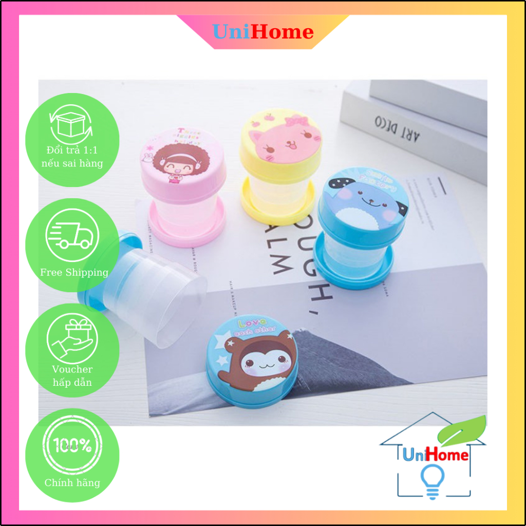 Cốc Nhựa Xếp Gấp Gọn🍀UniHome🍀ly uống nước xếp gọn Ngộ Nghĩnh cho bé hình dễ thương