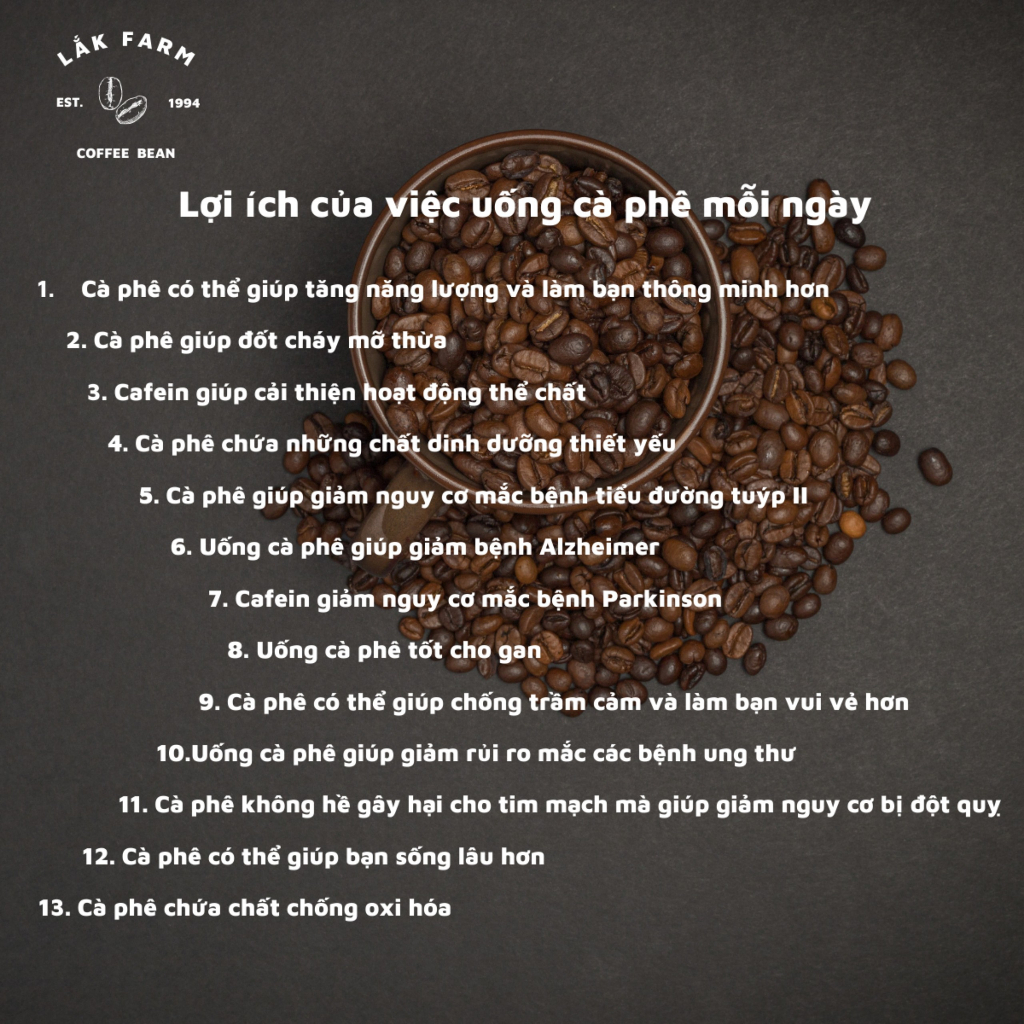Cà phê Ngẫu Hứng Mix Arabica x Robusta x Culi Lắk Farm, nguyên chất rang mộc, vị cân bằng, thơm, đắng nhẹ, pha phin, máy