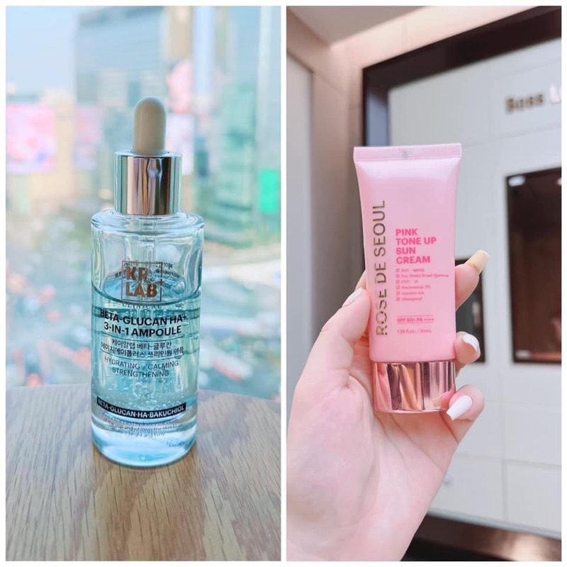 Combo kem chống nắng Rose De Seoul 50ml hạn 2026 + serum beta glucan hạn dùng 2026