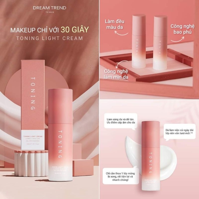 Kem lười nâng tone trắng sáng da Toning Dream Trend [ TẶNG KÈM QUÀ ]