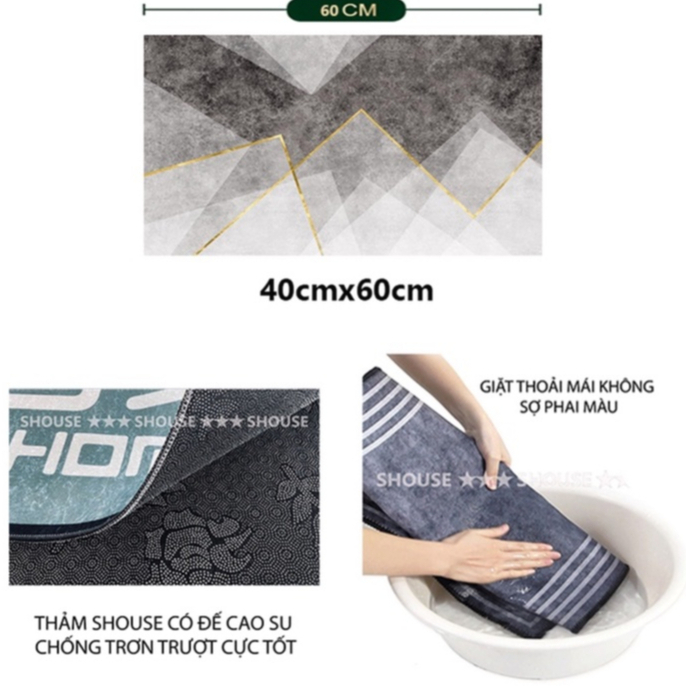 Thảm Lau Chân Chùi Chân trải sàn TCS  phòng khách phòng tắm 3d chống trượt hình thú cao cấp đế cao su hút nước giá rẻ