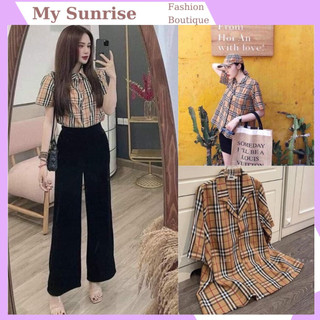 Áo sơ mi bbr kẻ cổ vest tay cộc mysunrise store