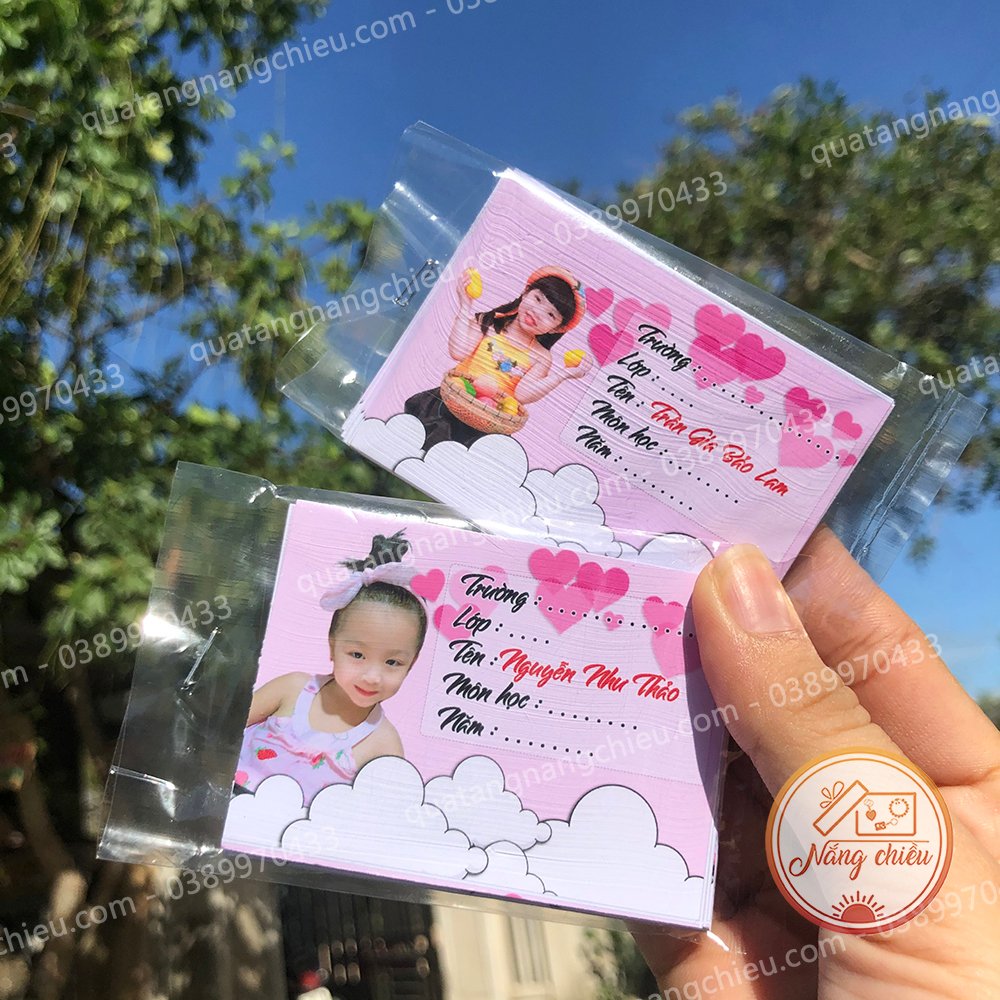 Nhãn vở in hình bé theo yêu cầu - Đồ dùng học tập cá nhân chính chủ - Thiết kế xịn xò