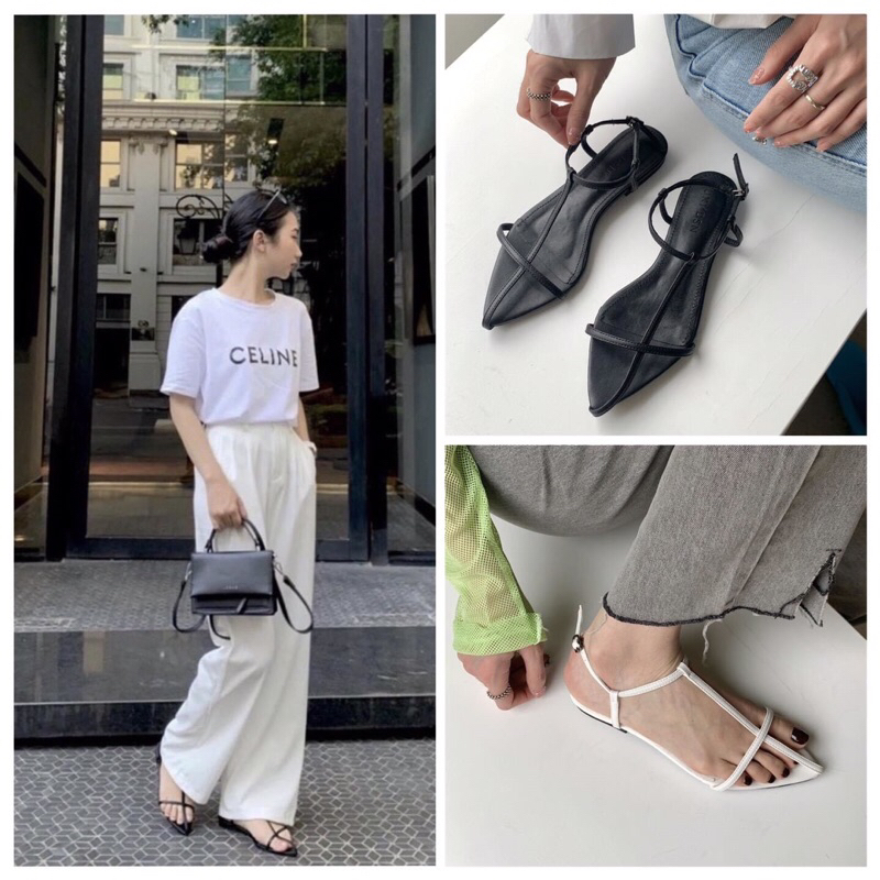 Sandal Mũi Ngọn 2 Quai Chéo Vuông Góc Sang Chảnh Có Big Size 35 - 45