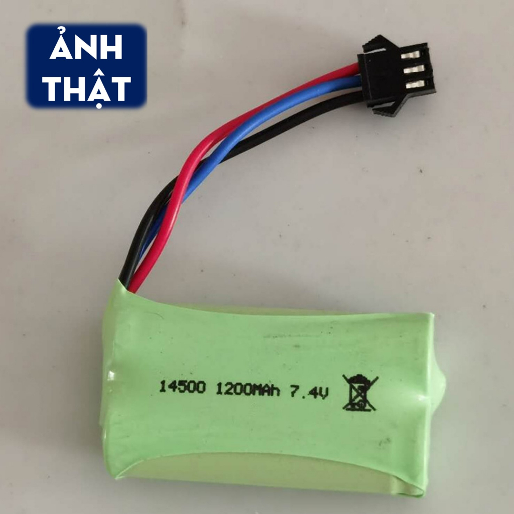 Pin Sạc 7.4V SM-3P 1200mAh Size 14500 Lithium Dùng Cho Đồ Chơi Điều Khiển, Súng Nước, Nerf, Thạch...