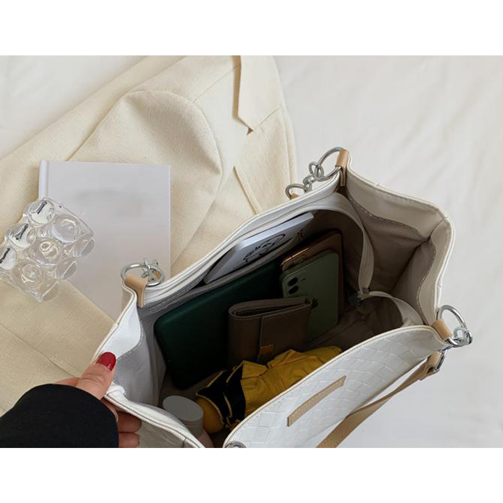 Túi tote da kẹp nách Bag.Thanhthu đeo vai thời trang công sở đi học đi làm đi chơi da kẻ ô 738