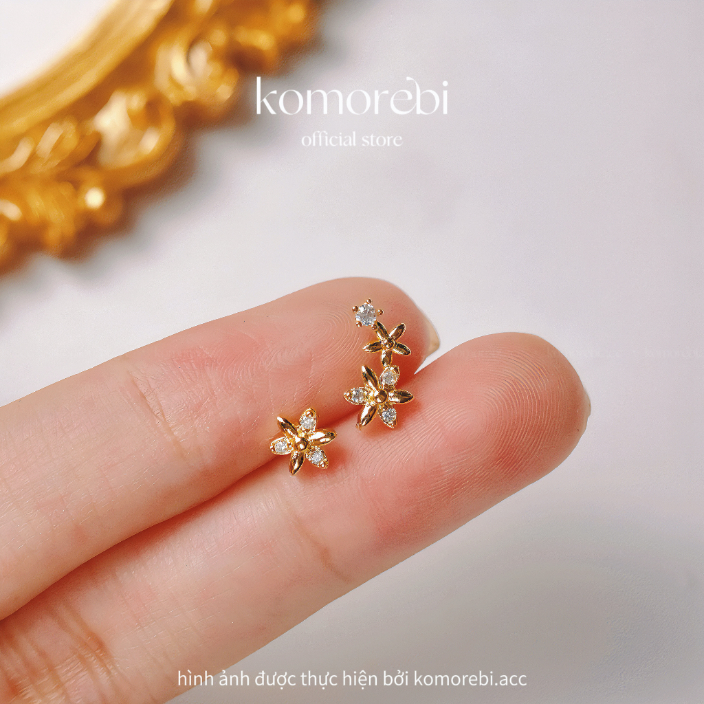 Bông tai kim xỏ s925 hoa nhí mùa xuân komorebi.acc mạ vàng chống gỉ