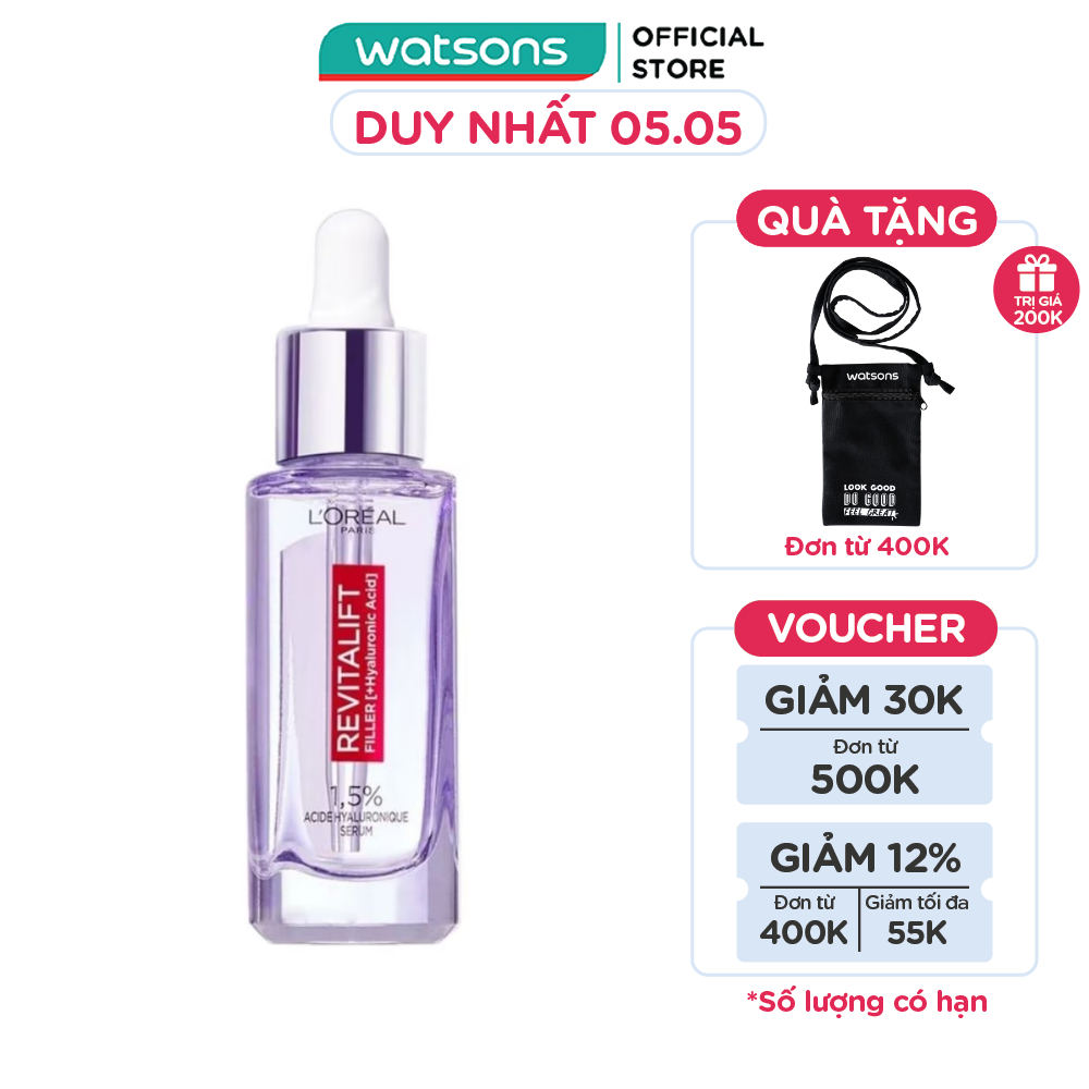Dưỡng Chất L'oreal Revitalift Hyaluronic Acid Serum Căng Mịn và Sáng Da 30ml