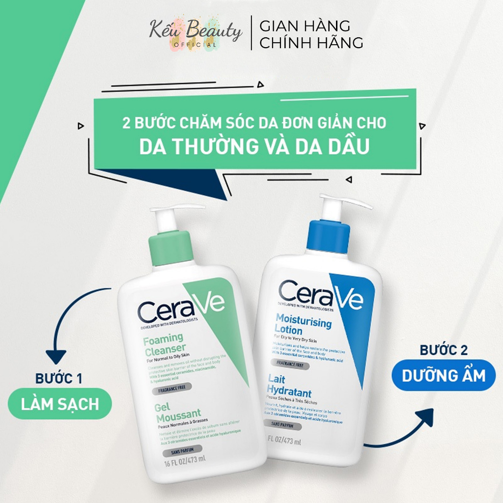 Sữa Rửa Mặt CERAVE CLEANSER cho Da Dầu Mụn, Khô, Nhạy Cảm (20ml/88ml/236ml/473ml)