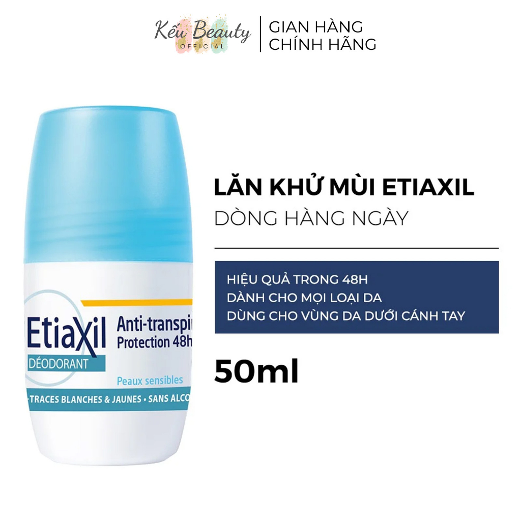 Lăn Ngăn Khử Mùi Giảm Tiết Mồ Hôi Etiaxil Deodorant Anti Transpirant 48h (50ml)