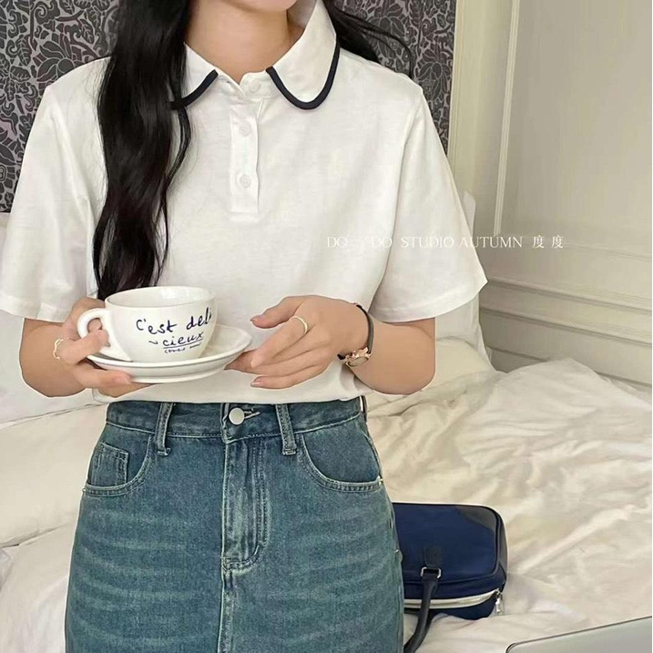 Áo thun cổ bẻ phối màu hàng Quảng châu , Áo polo Trơn chất cotton cao cấp thoáng mát ko bai xù khi giặt M845