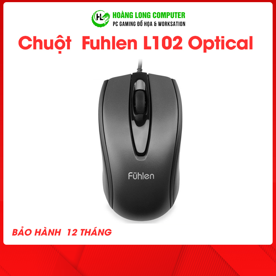 Chuột PC Có Dây Fuhlen L102 Optical Black NEW 100% Chuột Văn Phòng Bảo Hành 12 tháng - Hoàng Long Computer