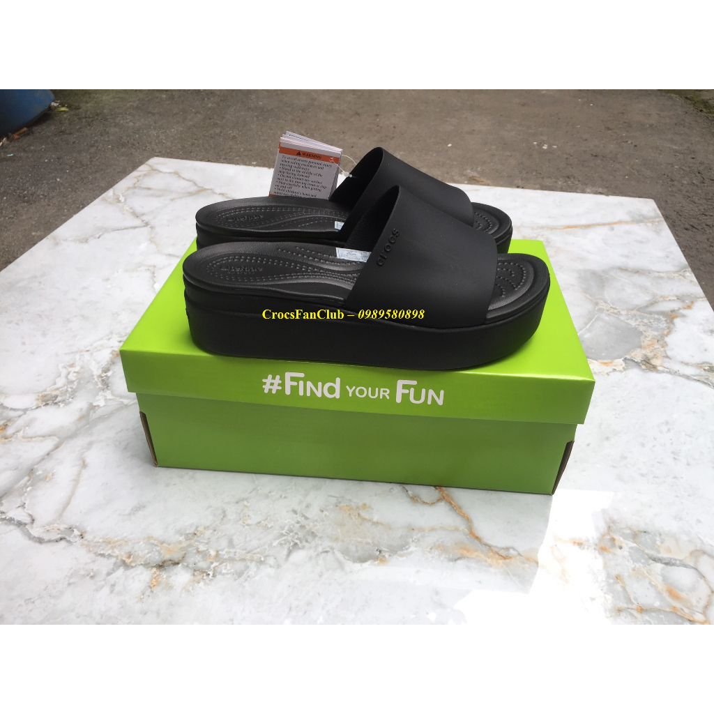 CROCS -  Dép lê bánh mỳ quai to cho nữ, đế cao 5cm, siêu nhẹ, êm - PB203