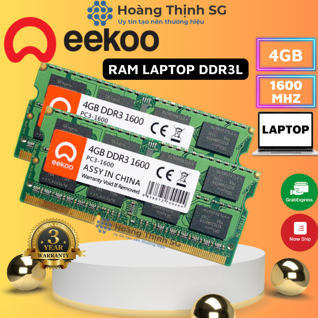 Ram Laptop 8GB DDR3L Bus 1600MHz EEKOO dùng cho Laptop, Chính hãng - Bảo hành 3 năm