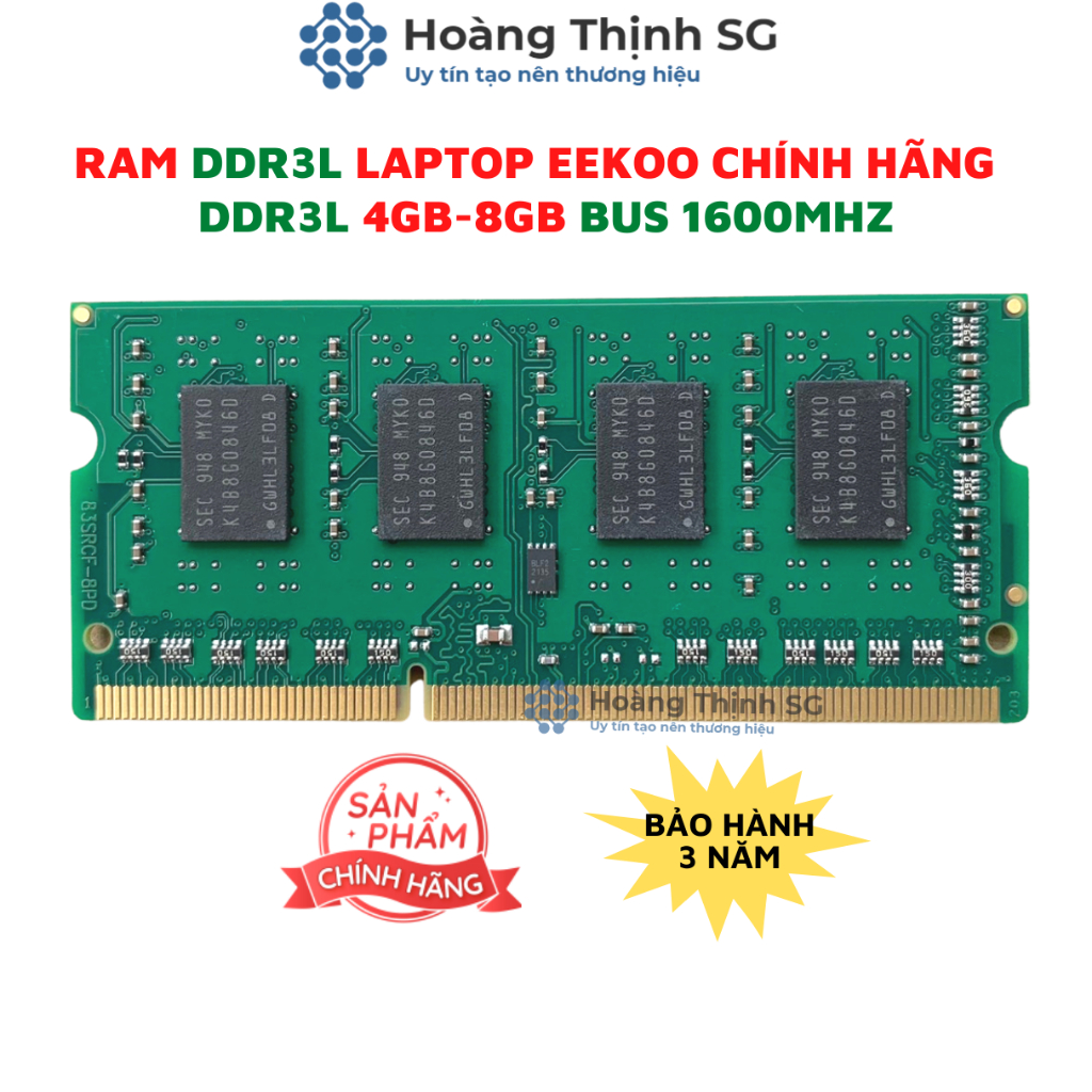 Ram Laptop 8GB DDR3L Bus 1600MHz EEKOO dùng cho Laptop, Chính hãng - Bảo hành 3 năm