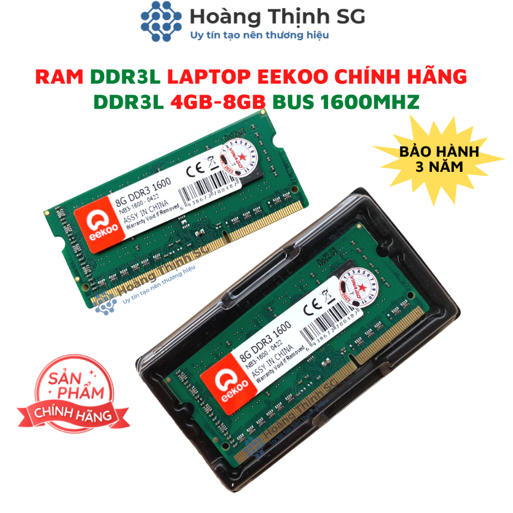 Ram Laptop 8GB DDR3L Bus 1600MHz EEKOO dùng cho Laptop, Chính hãng - Bảo hành 3 năm