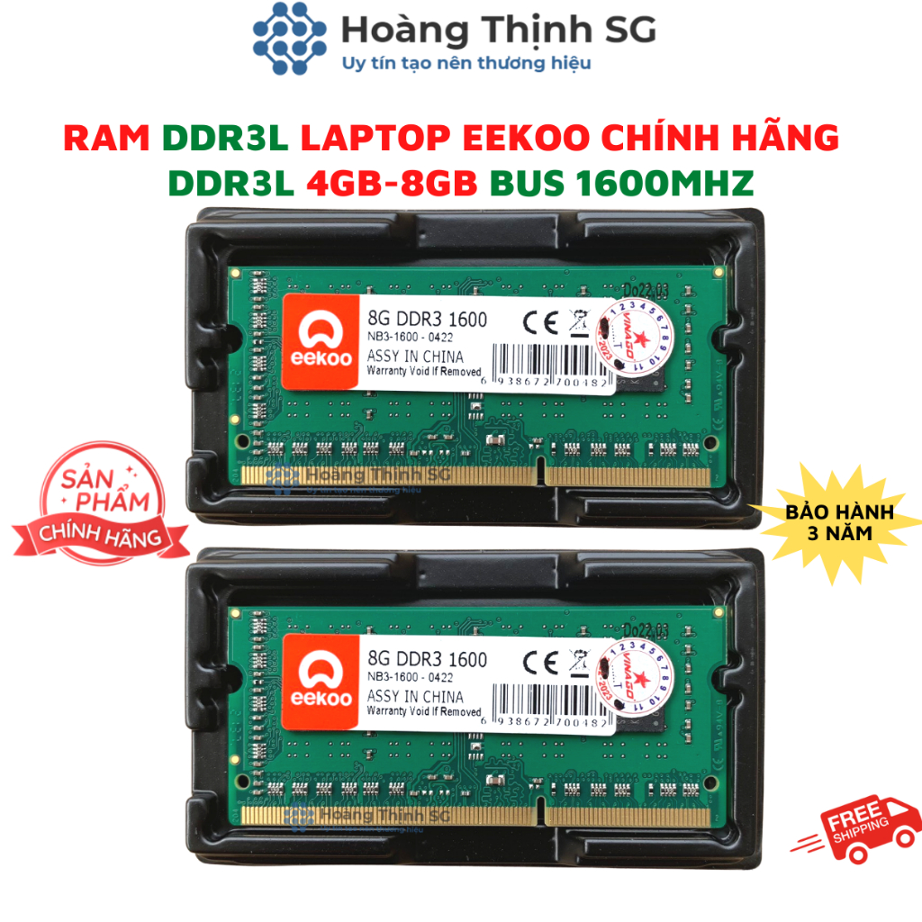 Ram Laptop 8GB DDR3L Bus 1600MHz EEKOO dùng cho Laptop, Chính hãng - Bảo hành 3 năm