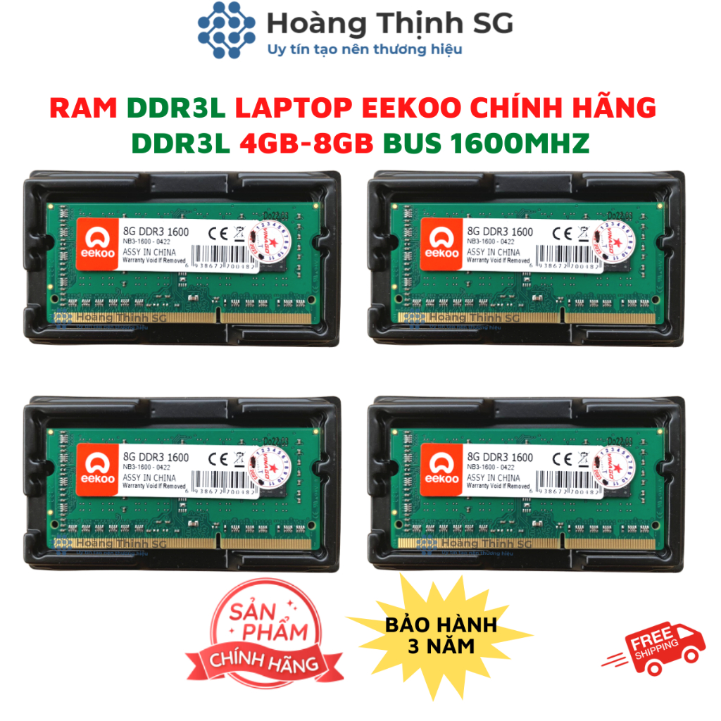 Ram Laptop 8GB DDR3L Bus 1600MHz EEKOO dùng cho Laptop, Chính hãng - Bảo hành 3 năm
