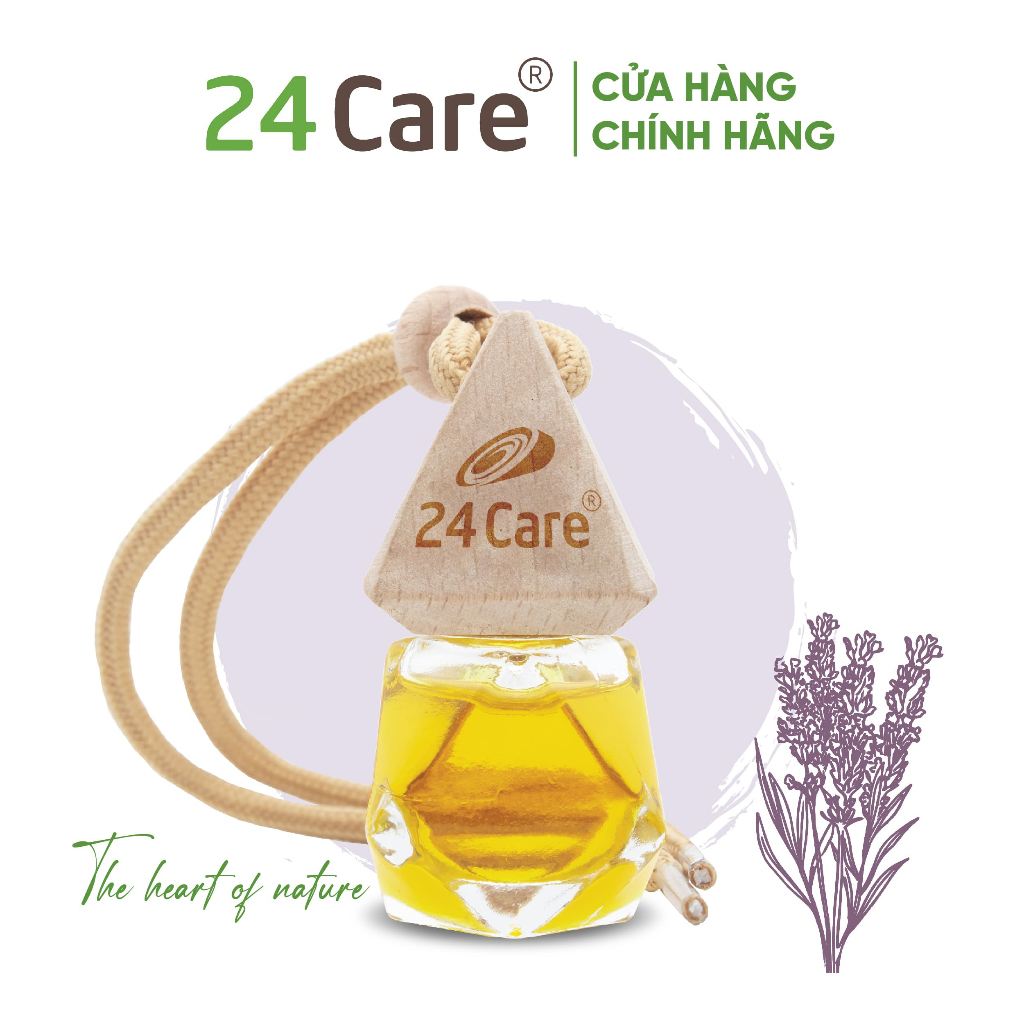 Tinh dầu treo xe 24Care oải hương - Khử mùi xe hơi chống say xe hiệu quả, khử mùi tủ quần áo, treo nhà vệ sinh