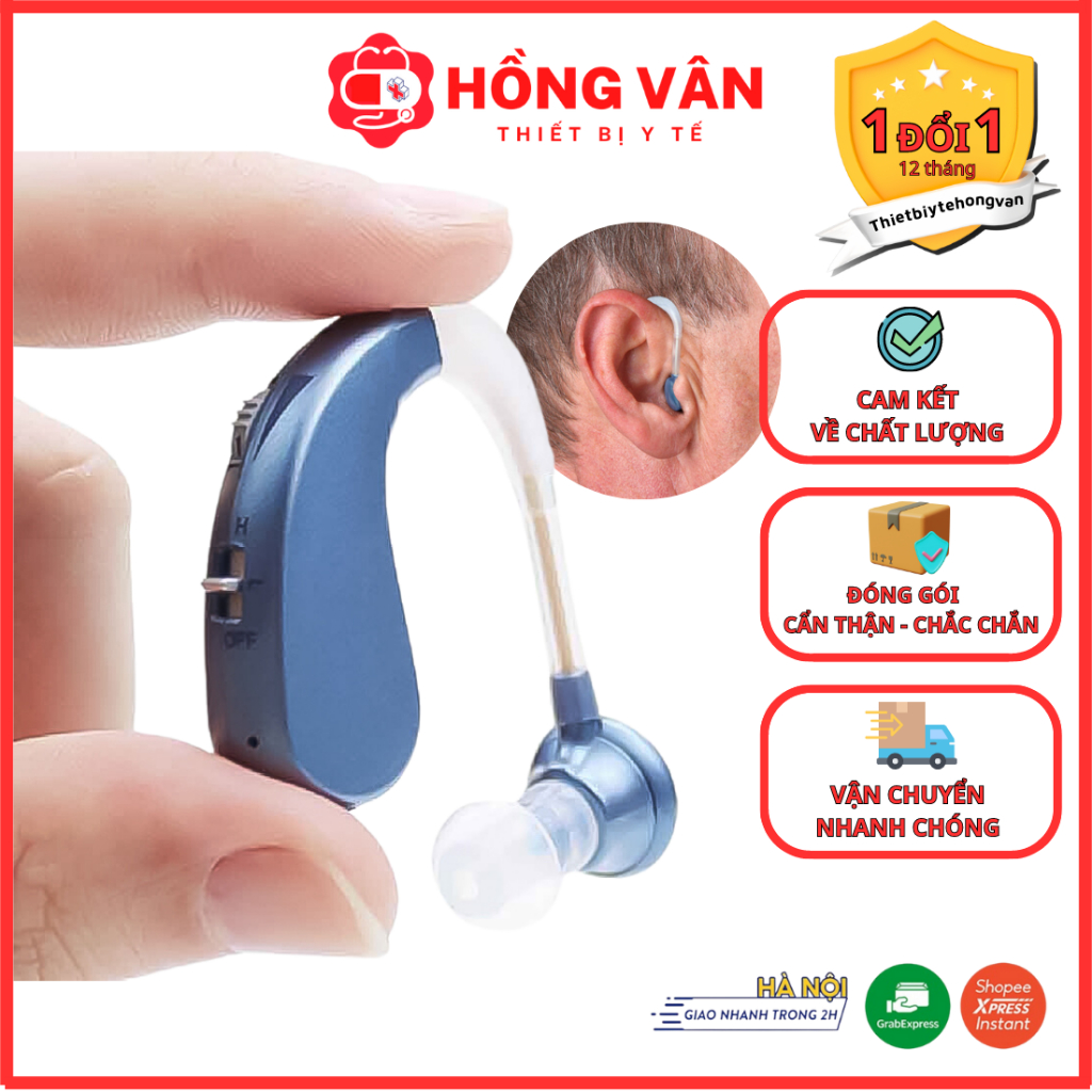 Máy trợ thính đeo vành tai VHP 1204, tai nghe trợ thính không dây cho người già mã hóa âm thanh lọc tiếng ồn